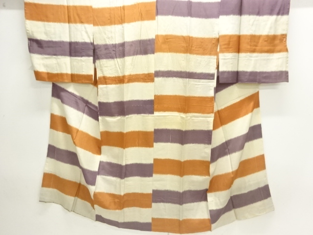 JAPANESE KIMONO / ANTIQUE HITOE JUBAN / SILK / MON KINSHA / STRIPE